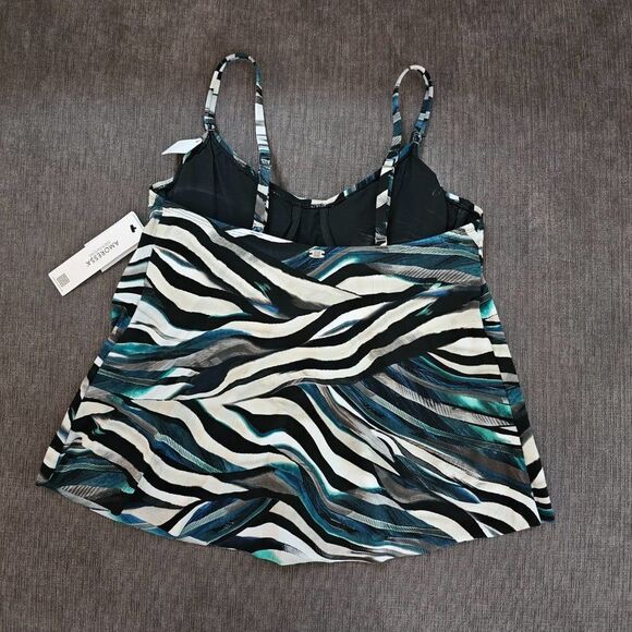 NWT Amoressa Women's Swimwear Swing Underwire Bra Mesh Inset Tankini Top Size 10 - Picture 9 of 14